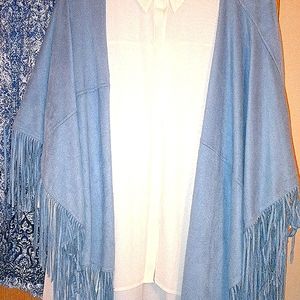 Alberto Makali Suede Laser cut Blue Poncho